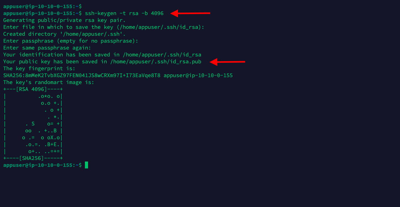 Demonstration on generating new rsa key through ssh-keygen command.